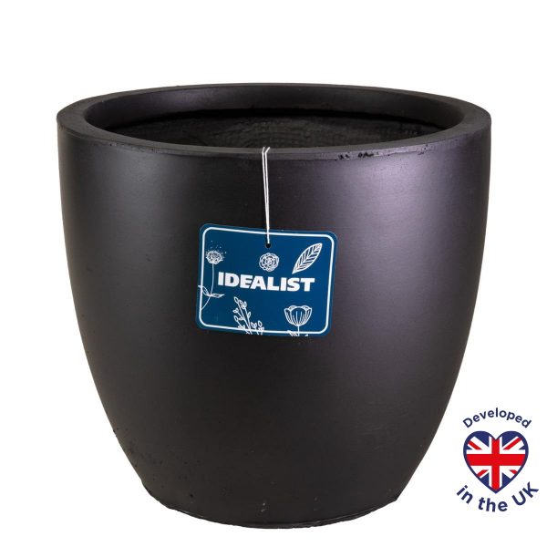 Contemporary Black Light Concrete Egg Planter D56 H52 cm, 128 ltrs Cap.