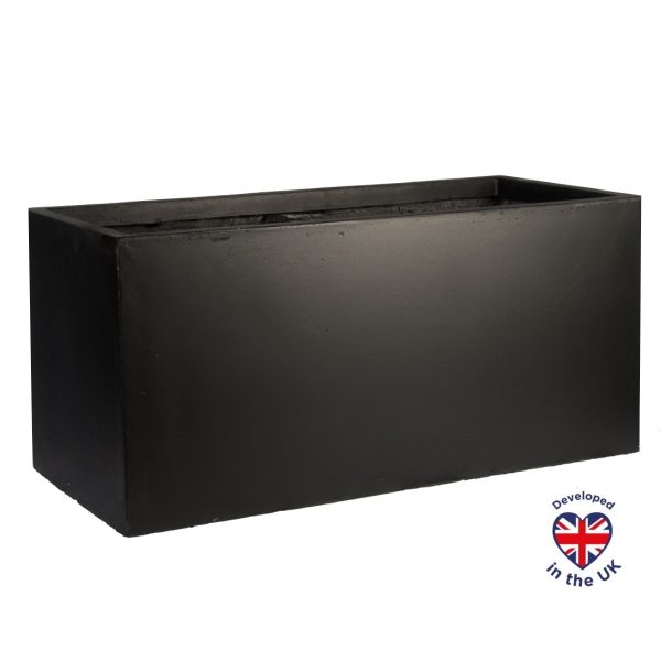 Black Concrete Trough Garden Planter H30 L60 W30 cm, 54 ltrs Cap.