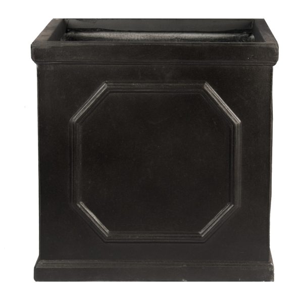 Faux Lead Chelsea Box Square Dark Grey Light Stone Garden Planter W55 H55 L55 cm, 166 ltrs Cap.
