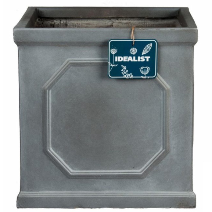 Faux Lead Chelsea Box Square Grey Light Stone Garden Planter W22 H22 L22 cm, 11 ltrs Cap.