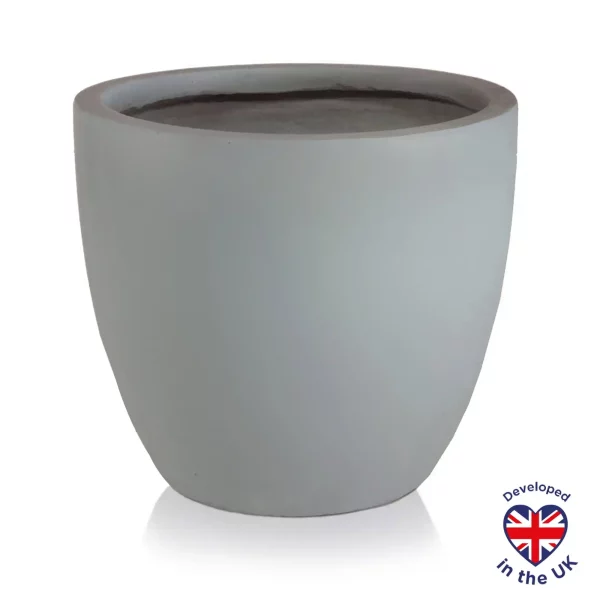 30cm Grey Light Concrete Garden Planter | Contemporary Outdoor Plant Pot D30 H27 cm, 19 ltrs Cap.