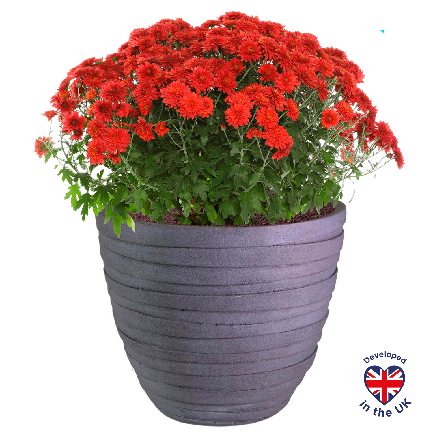 Row Stone Grey Light Concrete Egg Garden Planter D37 H32 cm, 34 ltrs Cap.