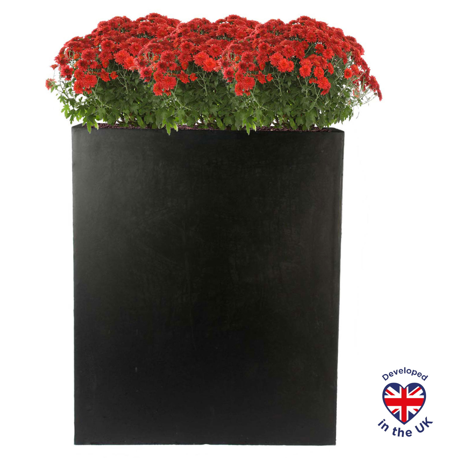 Narrow Light Concrete Black Trough Garden Planter H92.5 L80.5 W30.5 cm, 227 ltrs Cap.