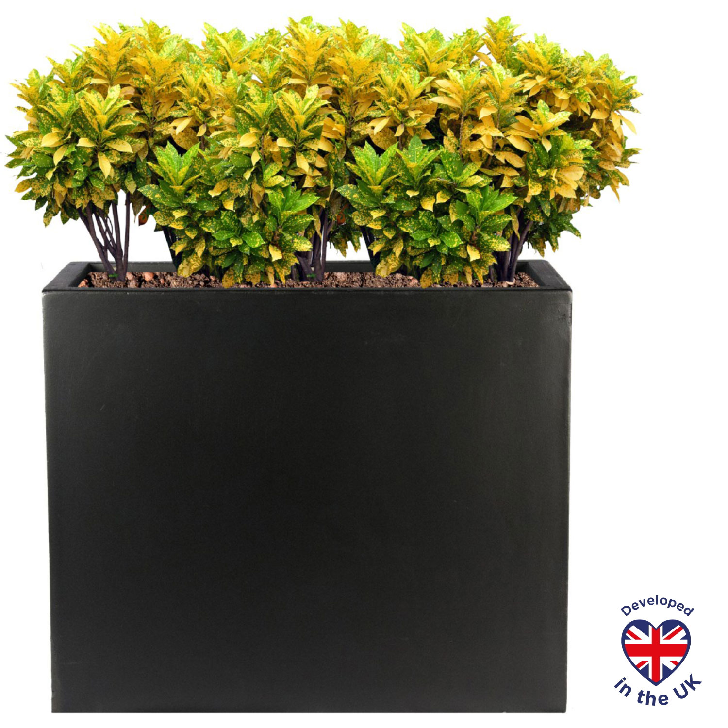 Light Concrete Black Trough Garden Planter H40 L50 W20 cm, 40 ltrs Cap.