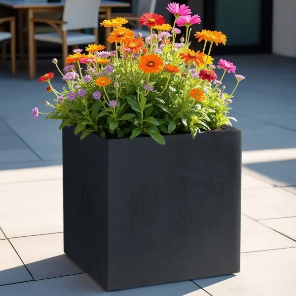 Patio Square Box Faux Lead Light Concrete Garden Planter H50 L50 W50 cm, 126 ltrs Cap.