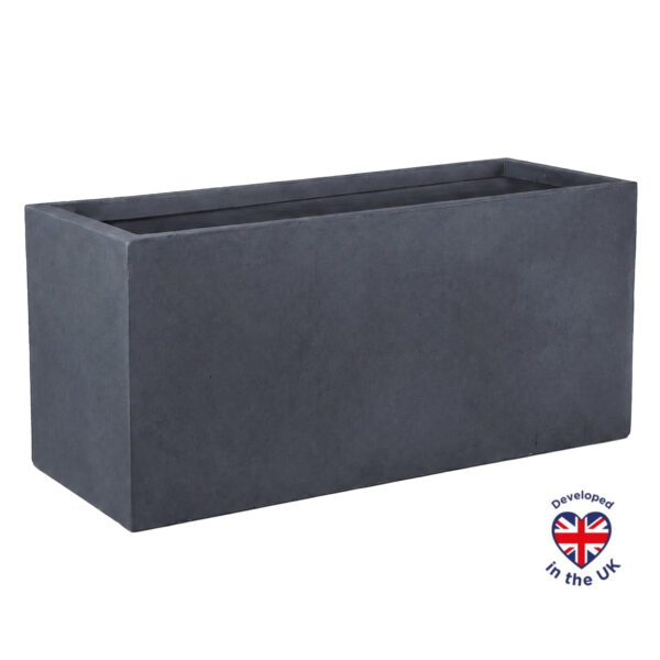 Faux Lead Light Concrete Trough Garden Planter H30 L65 W19 cm, 37 ltrs Cap.