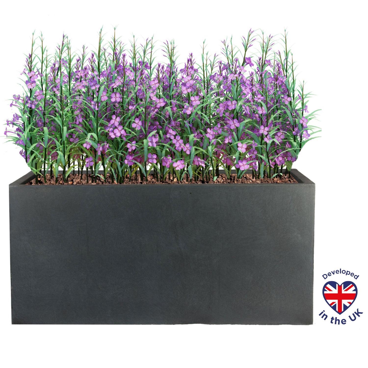 Faux Lead Concrete Trough Garden Planter H30 L60 W30 cm, 54 ltrs Cap.