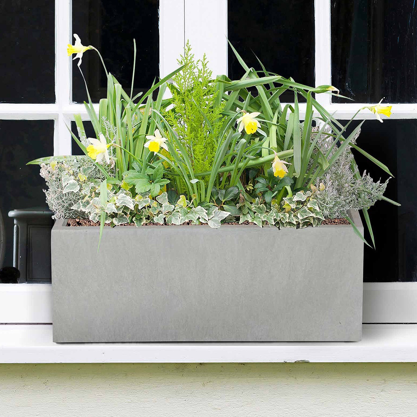 Window Box Light Concrete Grey Garden Planter L40 W17 H17.5 cm, 16 ltrs Cap.