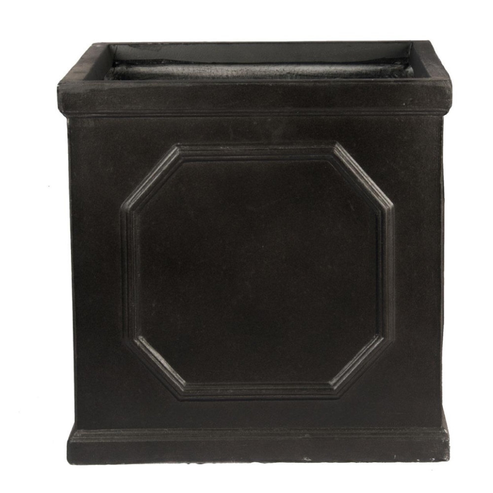 Faux Lead Chelsea Box Square Dark Grey Light Stone Garden Planter W22 H22 L22 cm, 11 ltrs Cap.