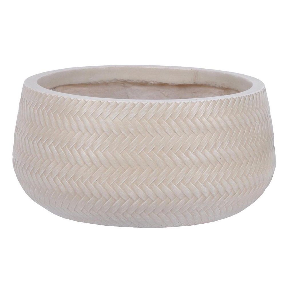 Plaited Style Beige Bowl Outdoor Garden Planter D32 H16 cm, 12.9 ltrs Cap.