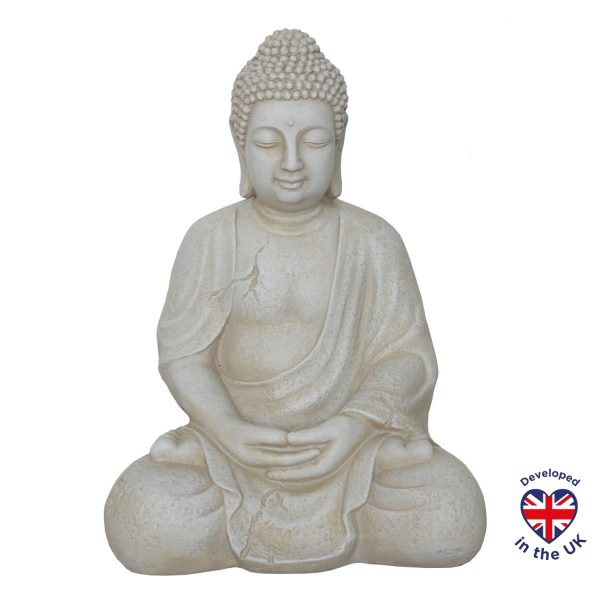 Sitting Buddha Beige Outdoor Statue L21.5 W17.5 H30.5 cm