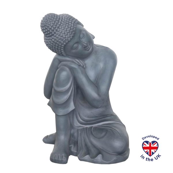 Resting Buddha Grey Outdoor Statue L35.5 W34 H50.5 cm