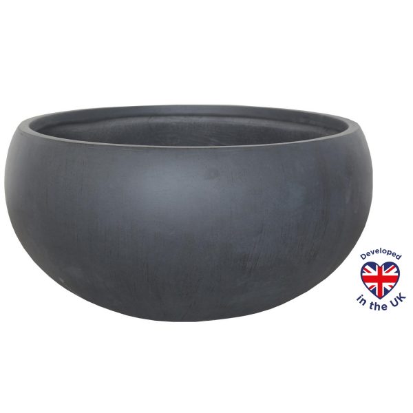 Classic Smooth Black Bowl Outdoor Planter D30.5 H14 cm, 10.2 ltrs Cap.