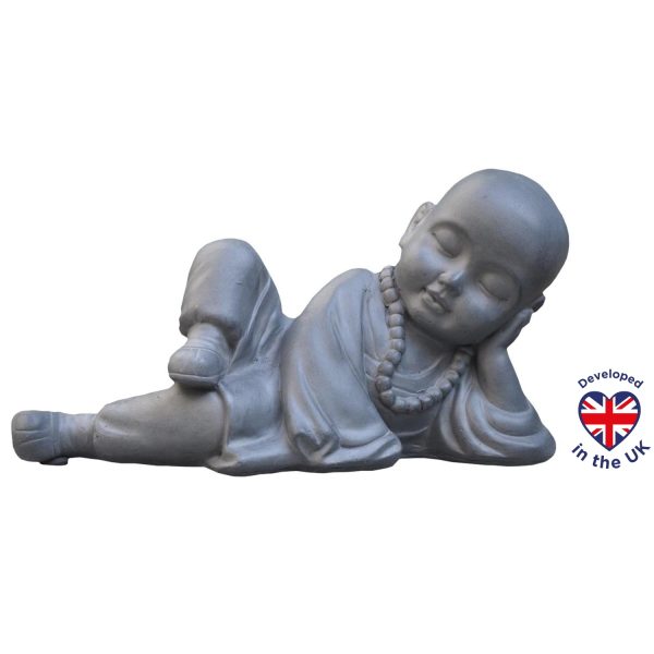 Resting Baby Monk Grey Outdoor Statue L39,5 W17 H21 cm