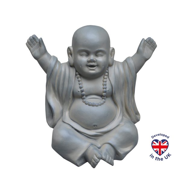 Laughing Baby Monk Moss Washed Outdoor Statue L35,5 W25,5 H31,5 cm