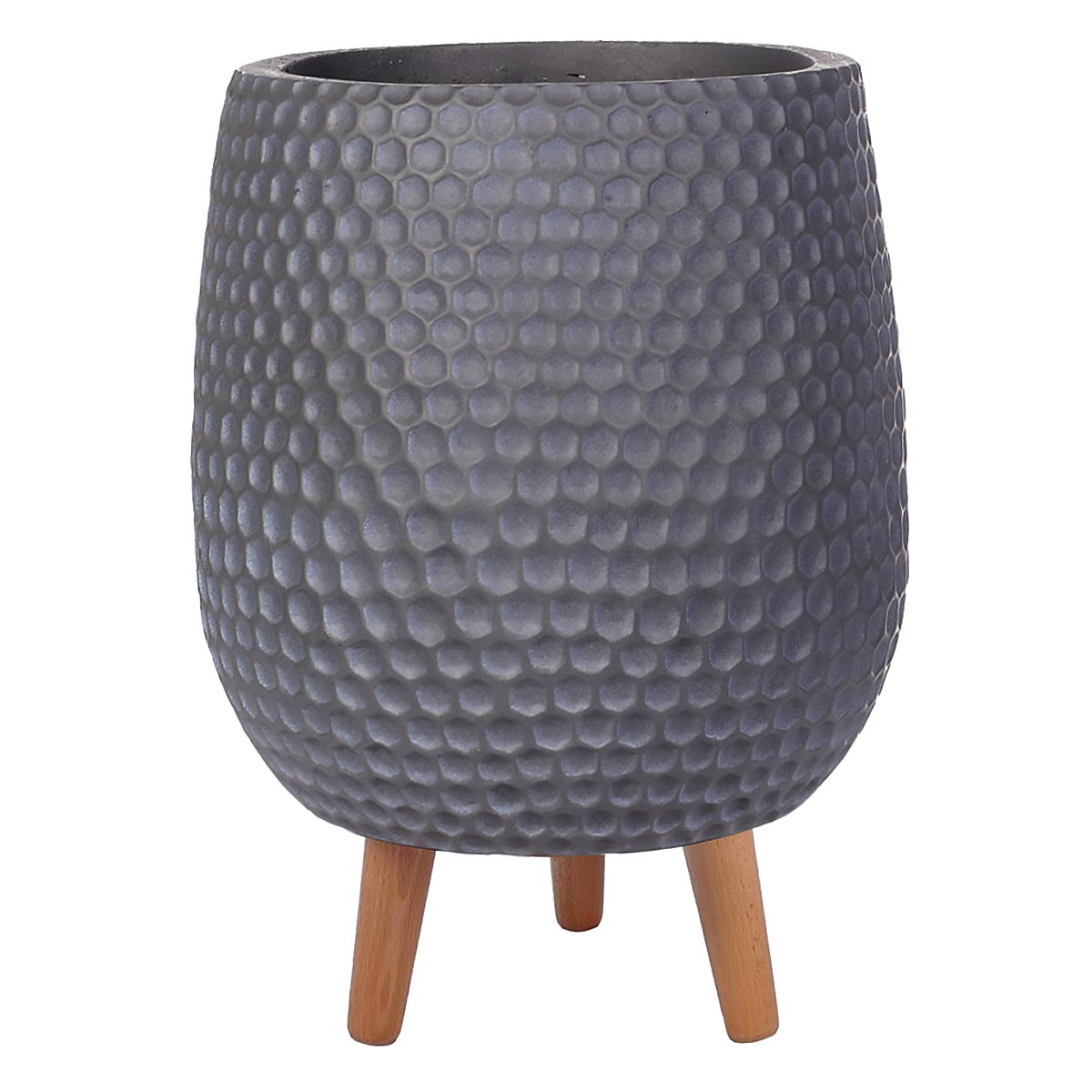 Honeycomb Style Dark Grey Planter with Legs, Round Indoor Plant Pot for Indoor Plants D26 H43 cm, 19 ltrs Cap.