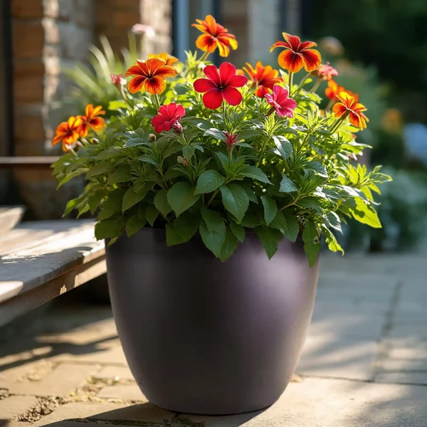 50cm Large Black Light Concrete Garden Planter | Contemporary Outdoor Plant Pot D50 H45 cm, 88 ltrs Cap.