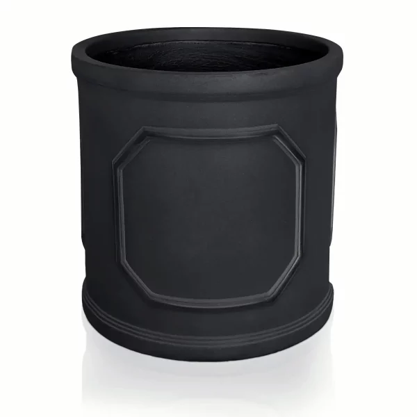 Faux Lead Chelsea Round Dark Grey Light Stone Outdoor Garden Planter D37 H37 cm, 39 ltrs Cap.